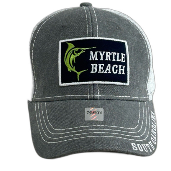 Mahi Surf Co Cap Hat Snapback Color Grey White Myrtle Beach South Carolina - Picture 1 of 11